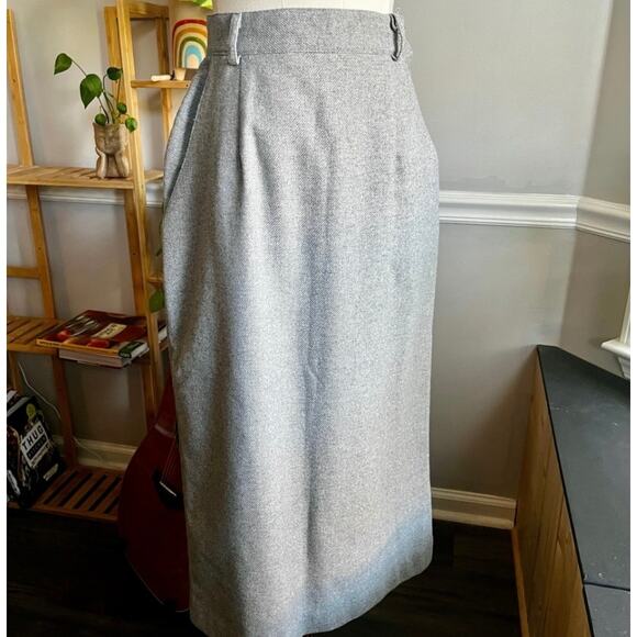Vintage 90s Gray Wool Blend Librarian Button Pencil Skirt Size XS Small - Picture 1 of 7